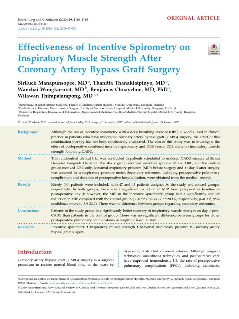 Deep Breath & Spirometer | PDF | Coronary Artery Bypass Surgery ...