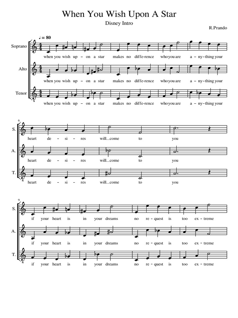 When You Wish Upon A Star Pdf Vocal Music Choral Music