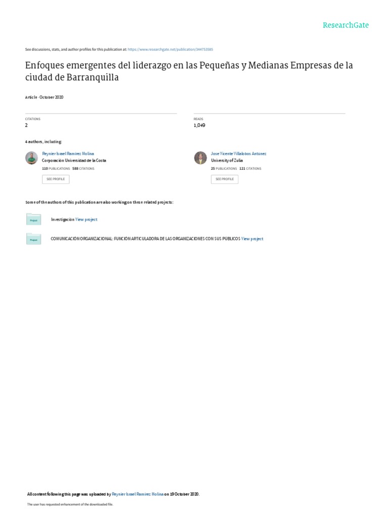 Liderazgo en PYMES de Barranquilla | PDF | Liderazgo | Pequeñas y ...