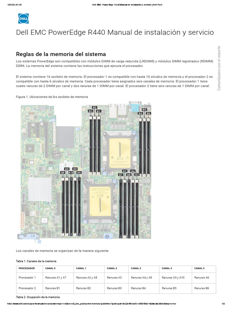 Guía Memoria Dell PowerEdge R440 | PDF | Bienes manufacturados ...