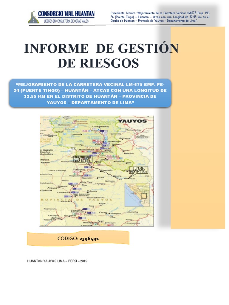 Informe Gestion De Riesgo Carretera Hauntan Yauyos Ok Pdf Temblores