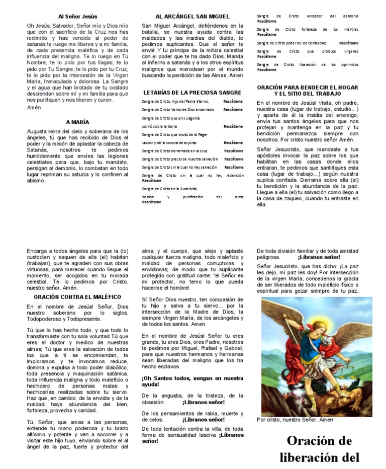 Oraciones de Liberación y Protección | PDF | Cristo (título) | María ...