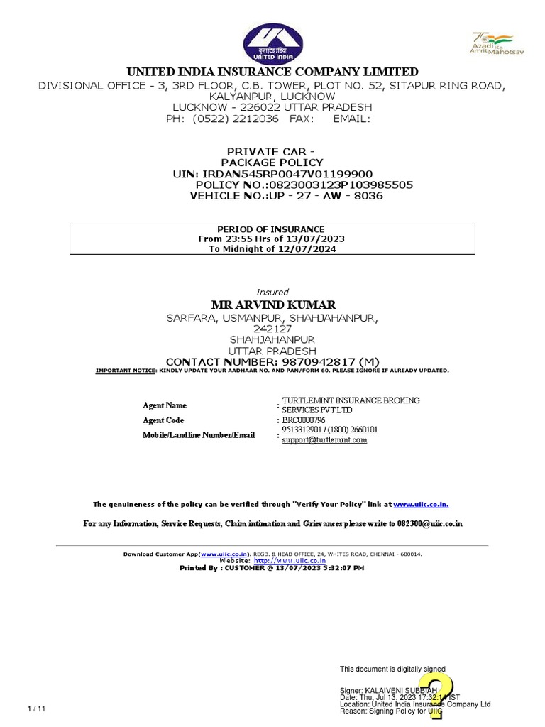 United India Insurance Company Limited | PDF | Indemnity | Insurance