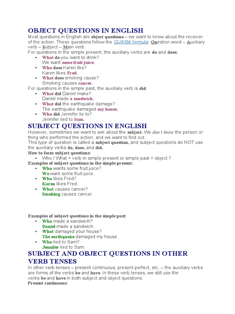 English Question Types Explained | PDF | Verb | Language Mechanics