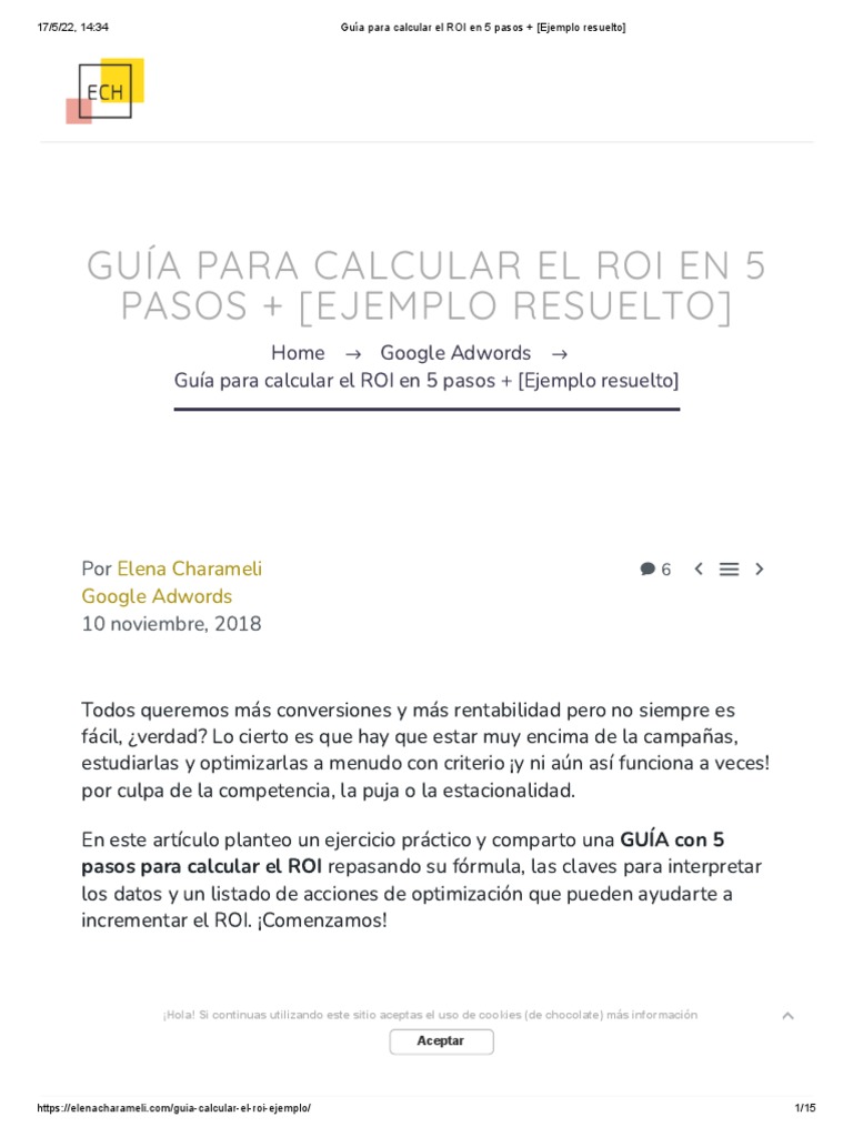 Guía para Calcular El ROI en 5 Pasos + (Ejemplo Resuelto) | PDF ...