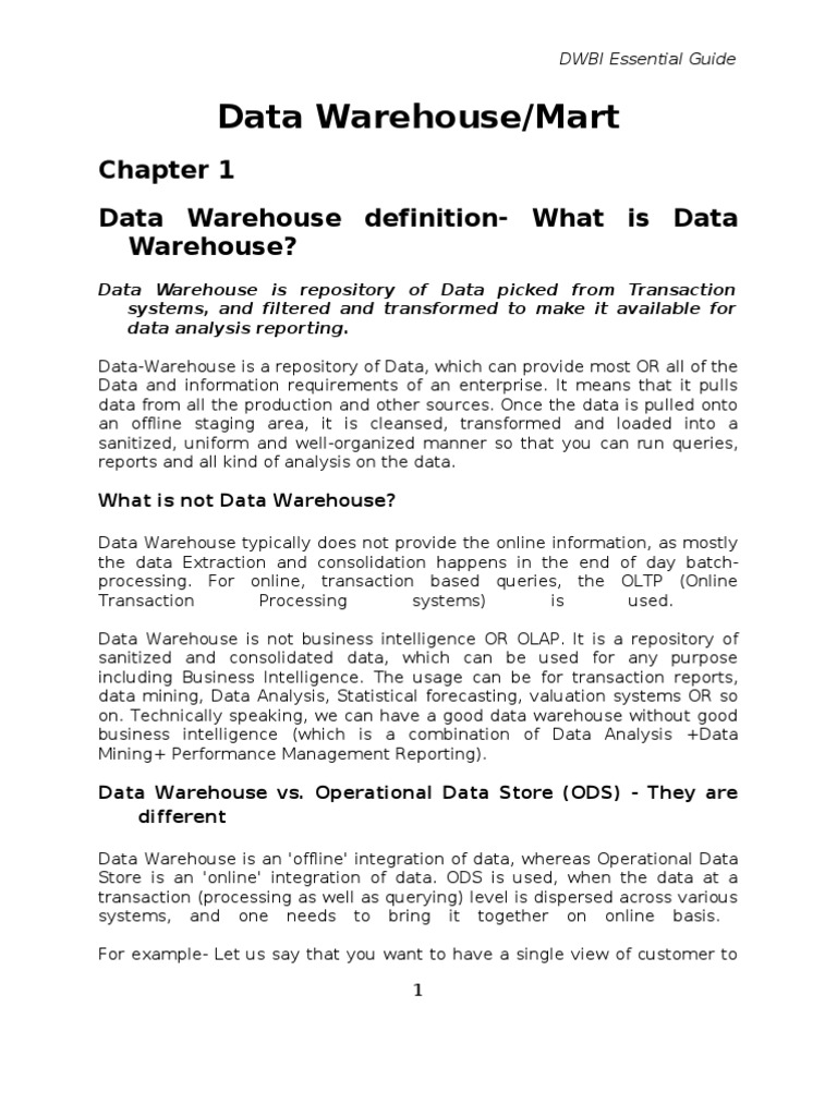 Understanding DWBI Concepts and Applications | PDF | Data Warehouse ...