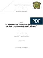 ENSAYO - La Importancia de La Comunicación Asertiva Entre El Nutriólogo y Pacientes Con Obesidad y Sobrepeso