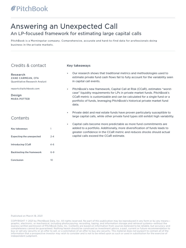 Q1 2021 PitchBook Analyst Note Answering An Unexpected Call | PDF ...