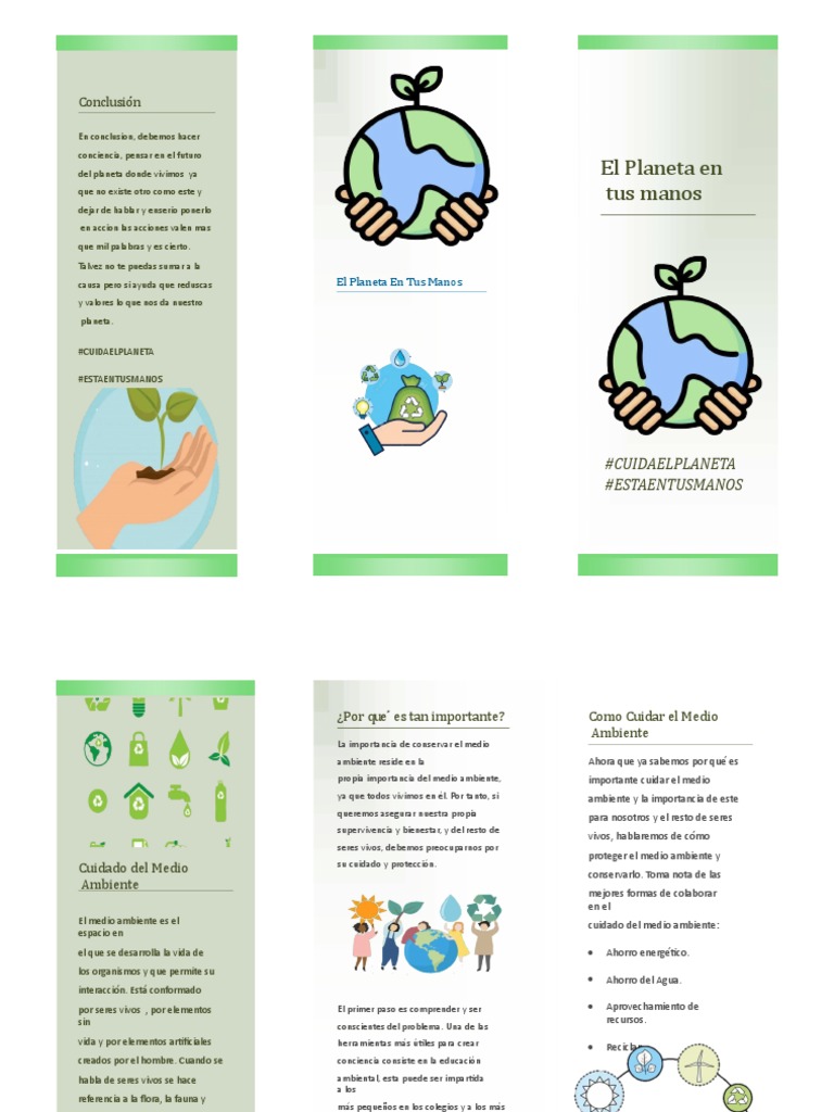 Tríptico sobre el Cuidado del Medio Ambiente | PDF | Entorno natural | Vida