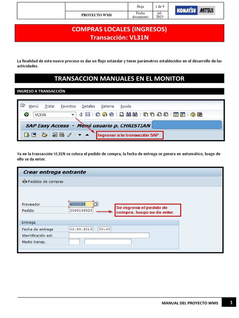 Manual de Proceso WMS para Compras Locales | PDF | Informática ...