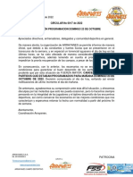 URGENTE Circular Cancelacion Programacion DOMINGO 23 OCTUBRE