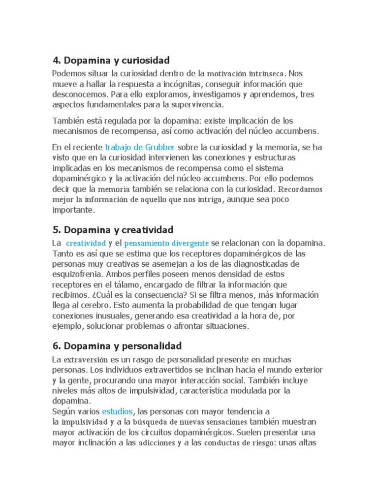Adicción a la dopamina y sus efectos | PDF | Dopamina | Serotonina