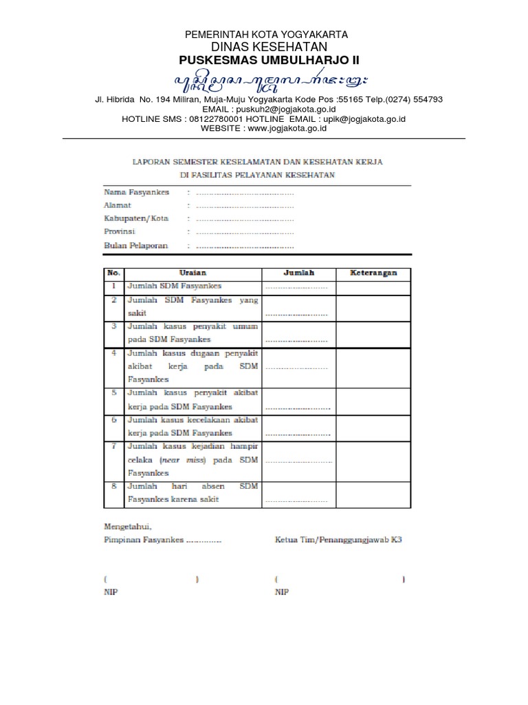 Form Laporan Semester Dan Tahunan K3 | PDF