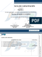 Certificate For Opción 1 For - MANEJO DE RESIDUOS SOLIDOS