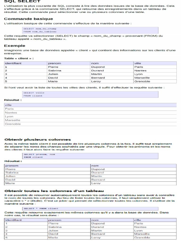 Cours sql pdf