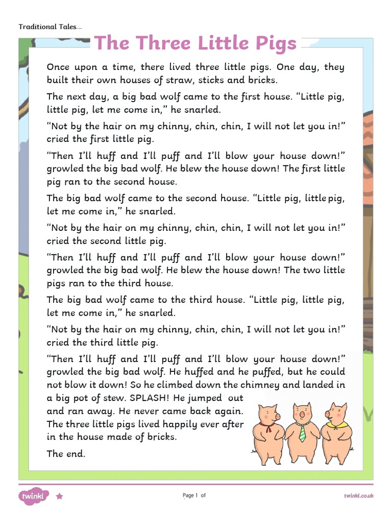 Three little pigs short story best sale