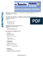 Multiplicacion de Numeros Enteros para Primero de Secundaria