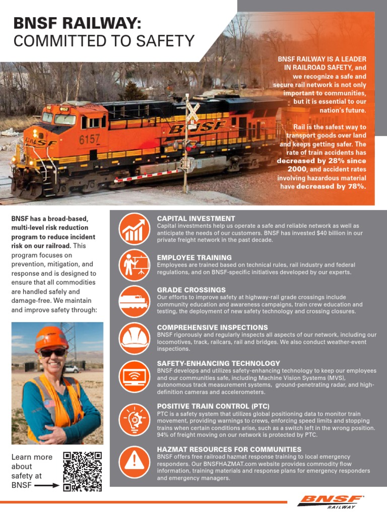 BNSF Safety Fact Sheet PDF Rail Transport Train