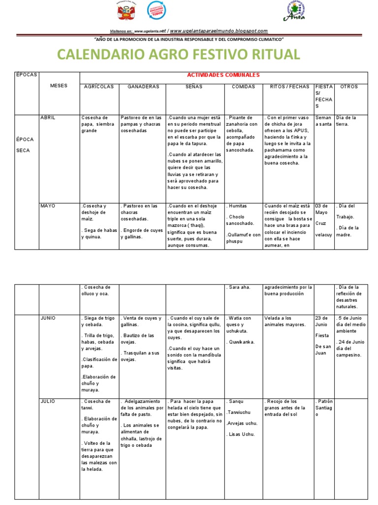 Calendario Agrofestivo Comunal 2023 | PDF | Maíz | Comida y bebida