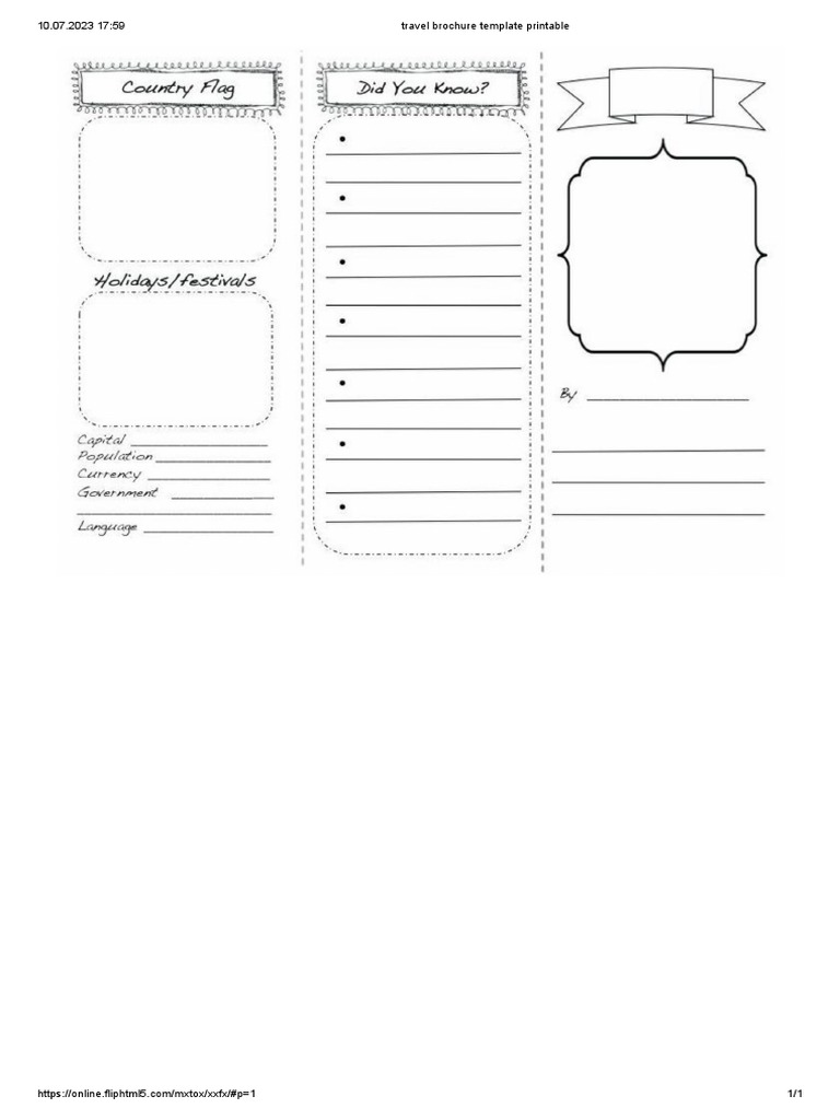 Travel Brochure Template Printable PDF