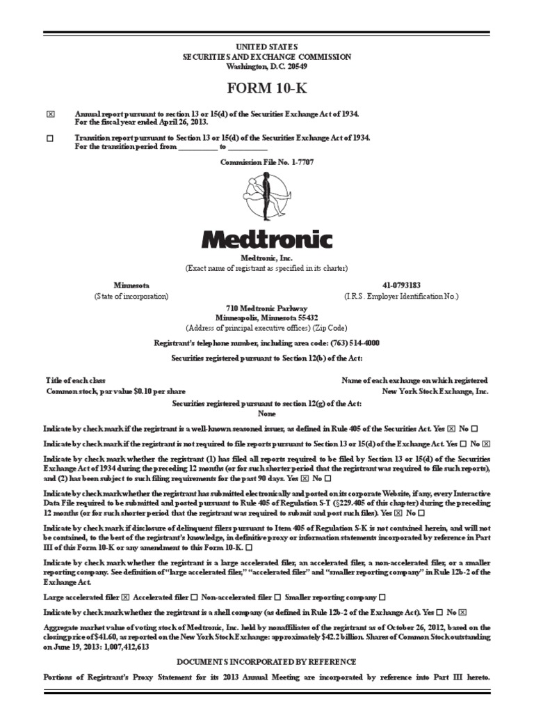 10k Report 2013 Medtronic | PDF | Percutaneous Coronary Intervention ...