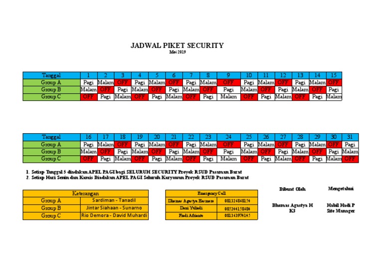 Jadwal Security | PDF