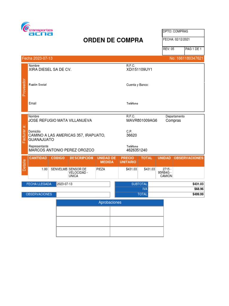 Orden de Compra 1661180347621 | PDF