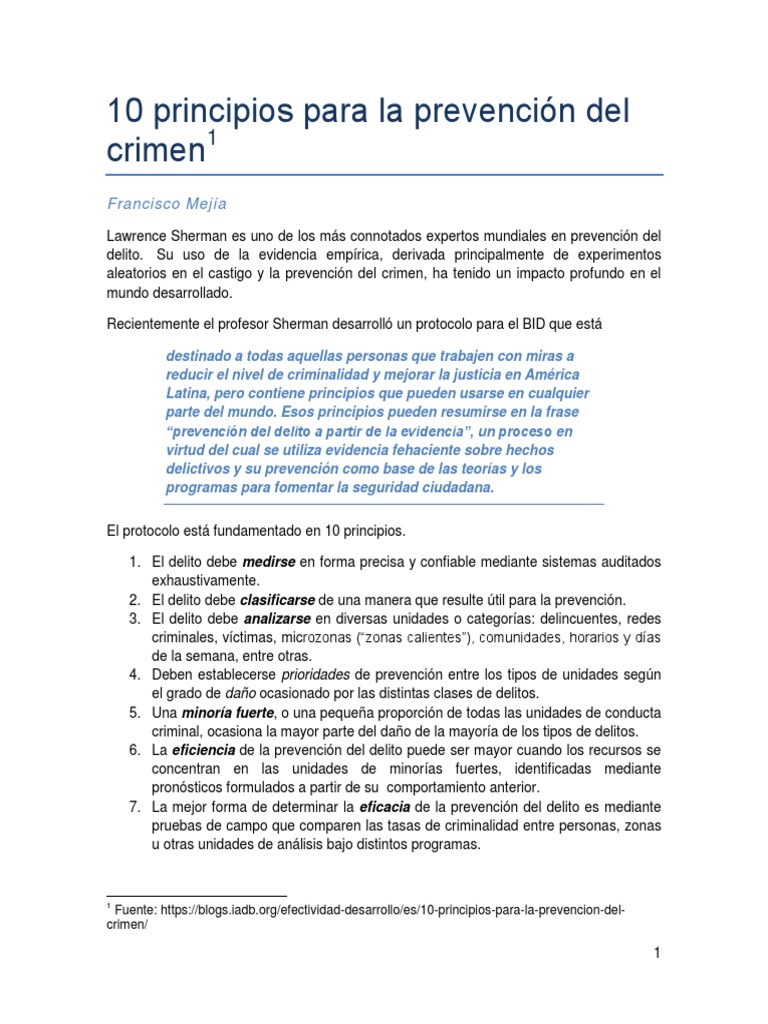Principios de Prevención del Delito | PDF | Prevención del crimen ...