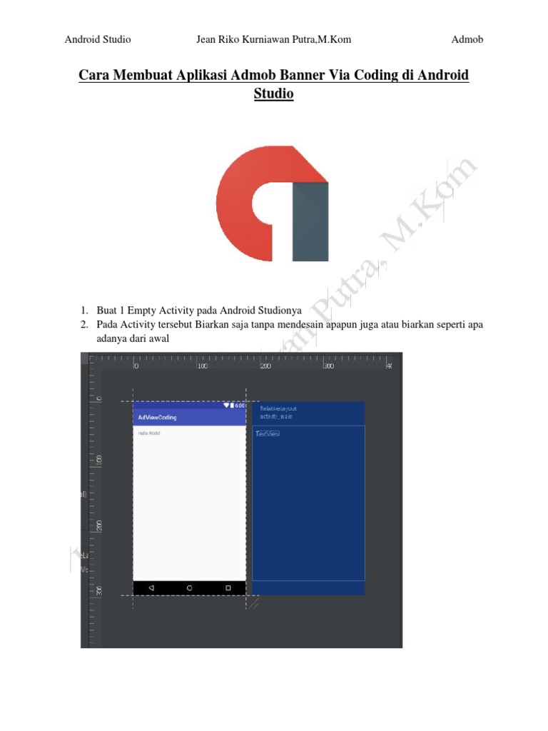 Cara Membuat Aplikasi Admob Via Coding Di Android Studio | PDF