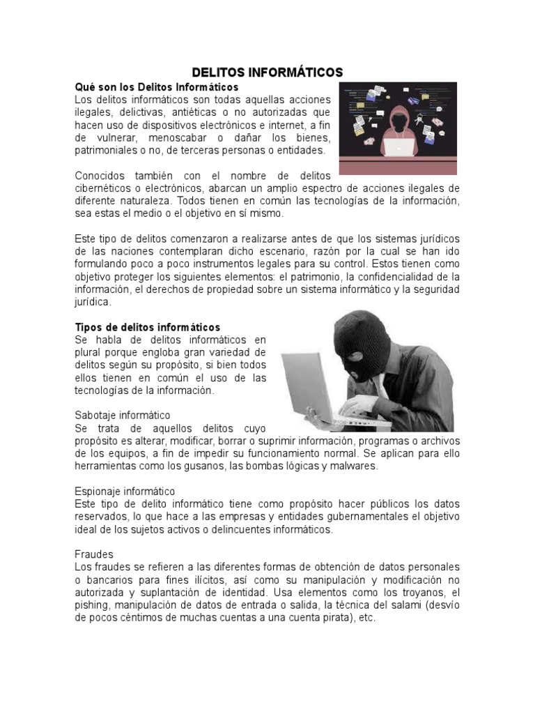 Tipos de Delitos Informáticos | PDF | Cibercrimen | Informática