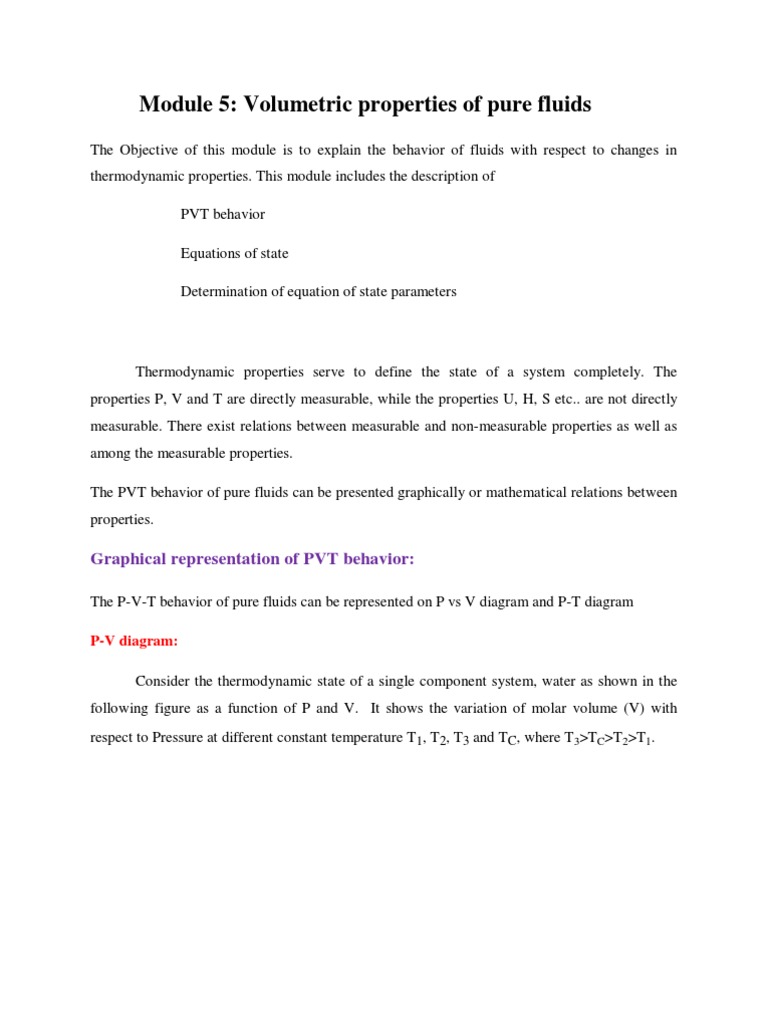 Module 5: Volumetric Properties of Pure Fluids: Graphical ...