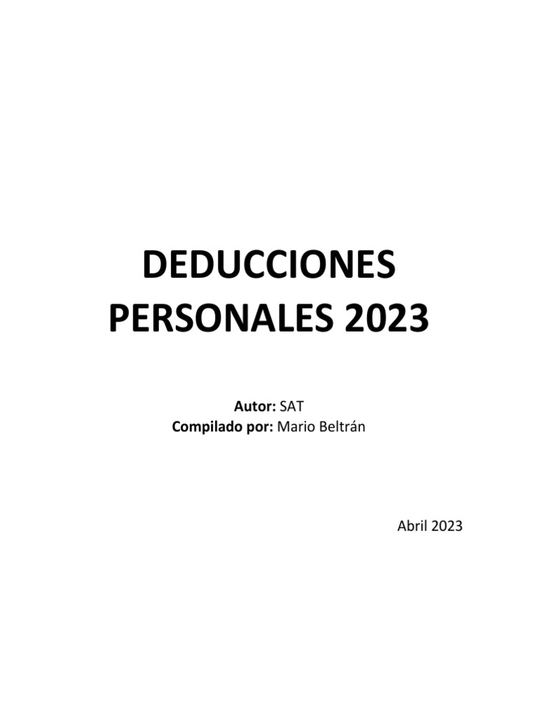 Deducciones Personales 2023 | PDF | Tarjeta de débito | Interés