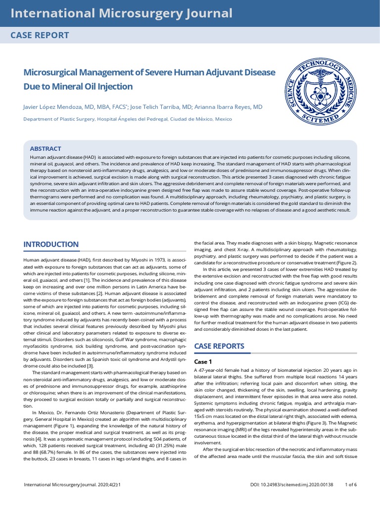 Microsurgical Management of Severe Human Adjuvant Disease Due to