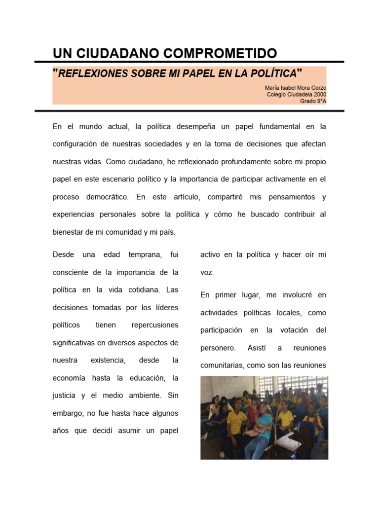Reflexiones sobre el compromiso político | PDF | Democracia ...