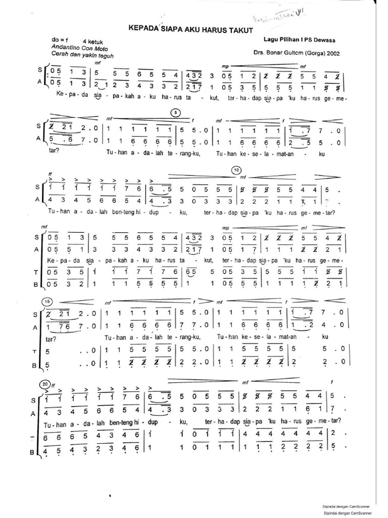 Kepada Siapa Aku Harus Takut (Satb) | PDF