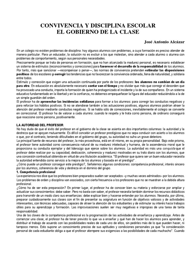 Autoridad y Disciplina en el Aula | PDF | Maestros | Aprendizaje