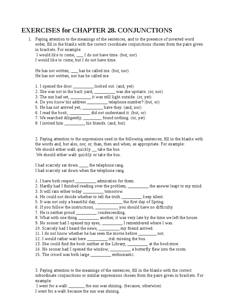 Conjunction Exercises for Chapter 28 | PDF