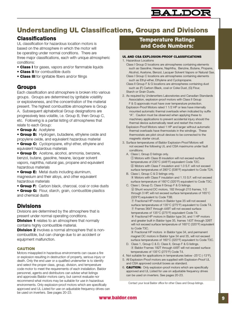 Explosion Proof Motor Classifications NEMA | Download Free PDF | Gases ...