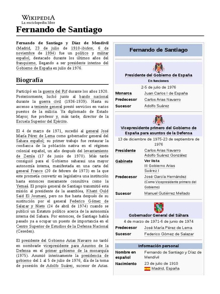 Fernando de Santiago PDF Gobierno Política de españa