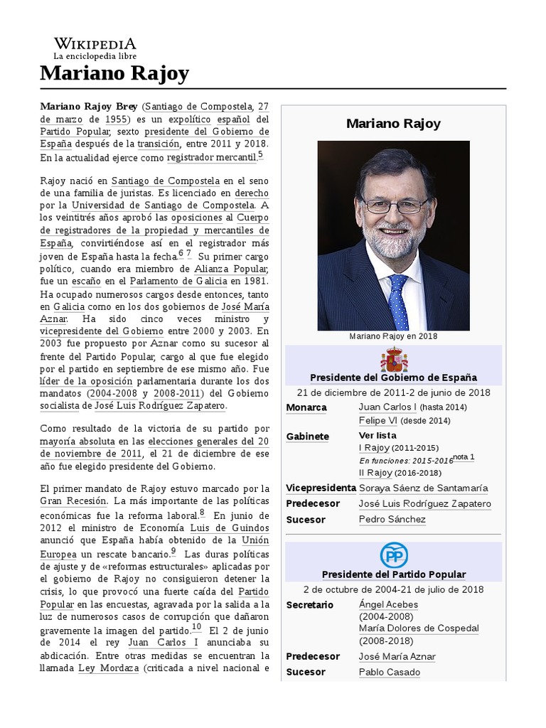 Biografía de Mariano Rajoy | PDF | Política de españa | Gobierno