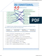 Zero Conditional Worksheet For English IV