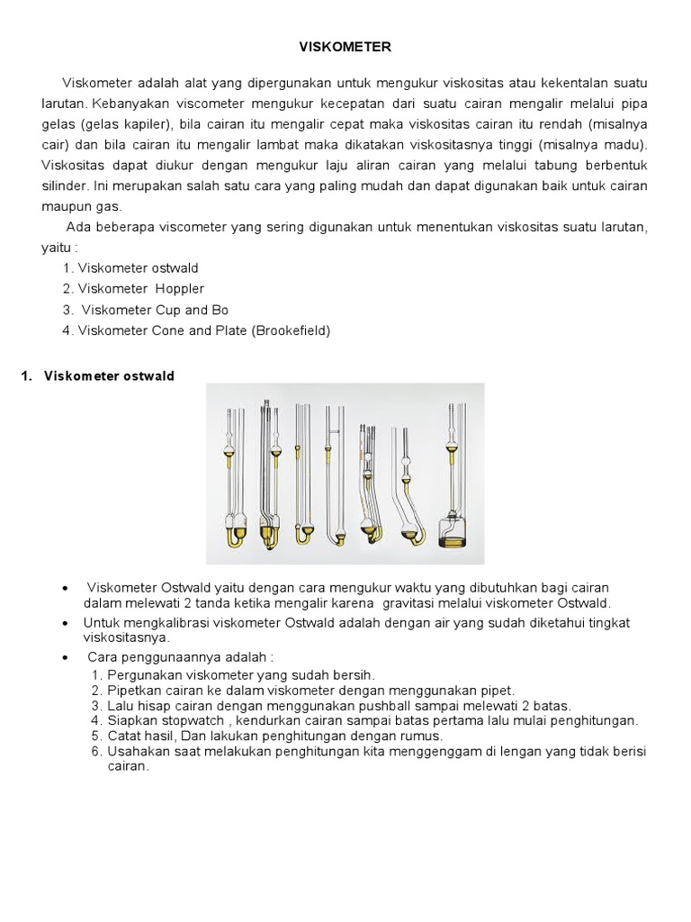Alat dan Metode Pengukuran Viskositas | PDF