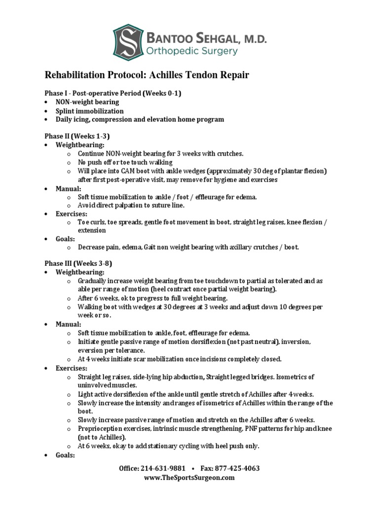 Achilles Repair Rehab Guide | PDF | Anatomical Terms Of Motion | Foot