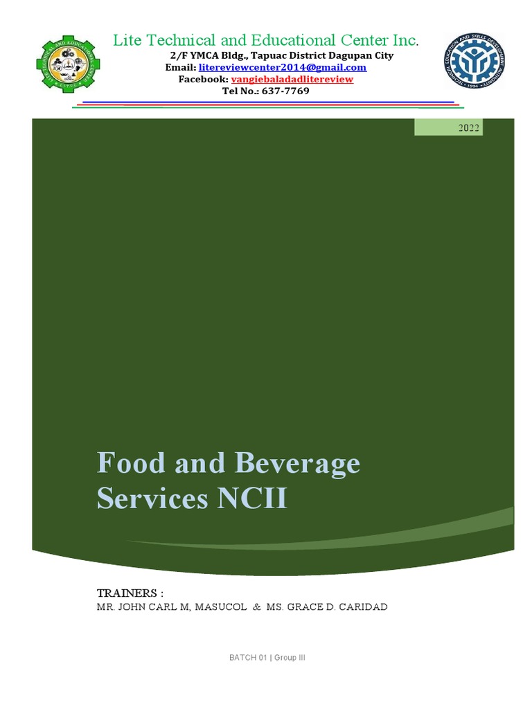 Food and Beverage Services NCII Lite Technical and Educational Center