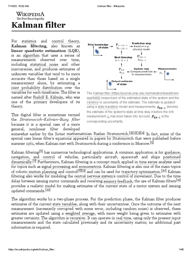 Kalman Filter for Engineers | PDF | Kalman Filter | Mathematics