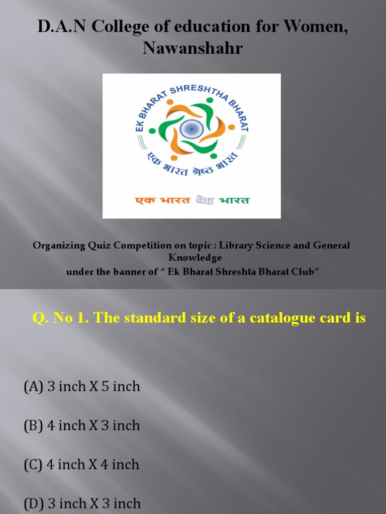 Library Quiz PDF International Standard Serial Number Library Science