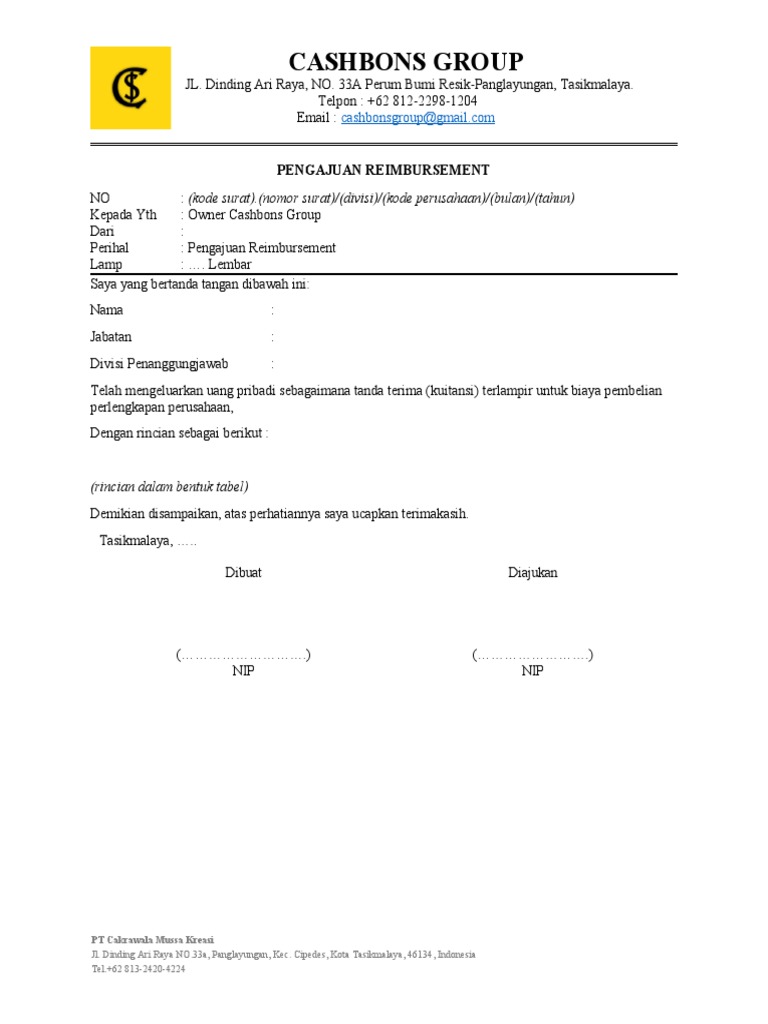 Pengajuan Reimbursement Karyawan | PDF