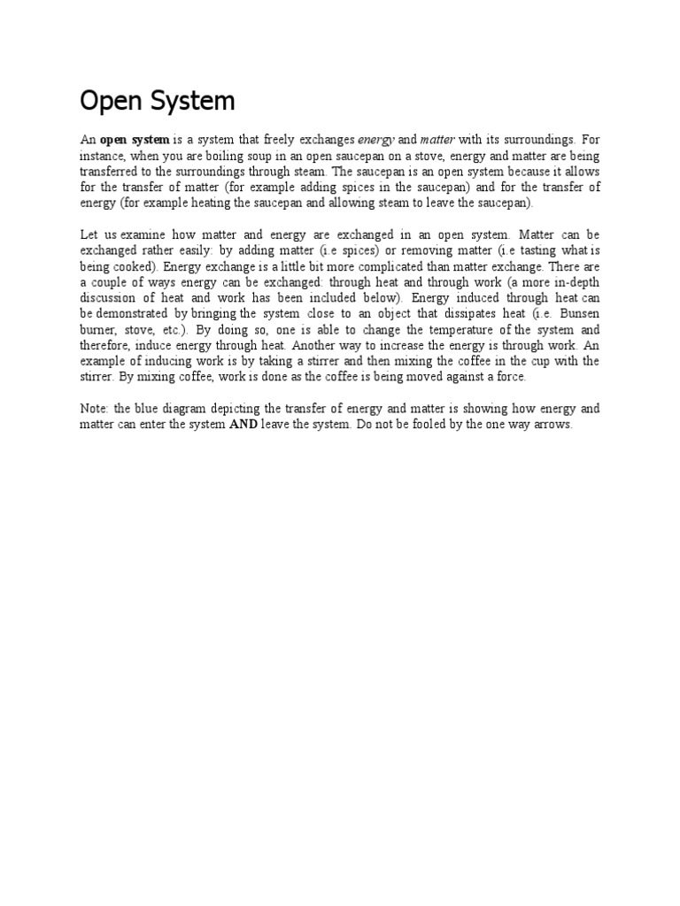Open system pdf heat entropy