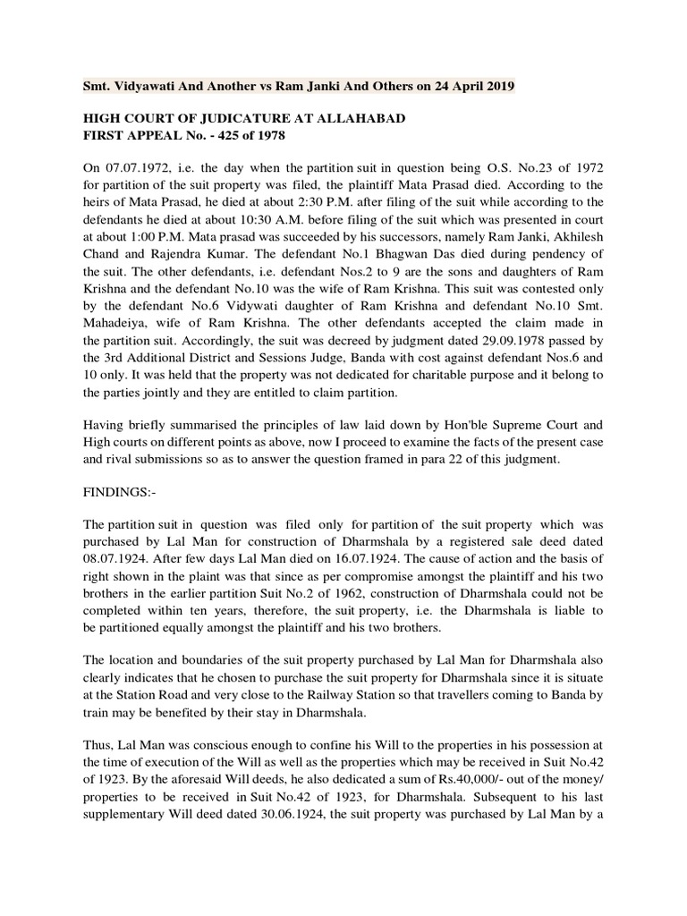 Partition Suit PDF Lawsuit Deed