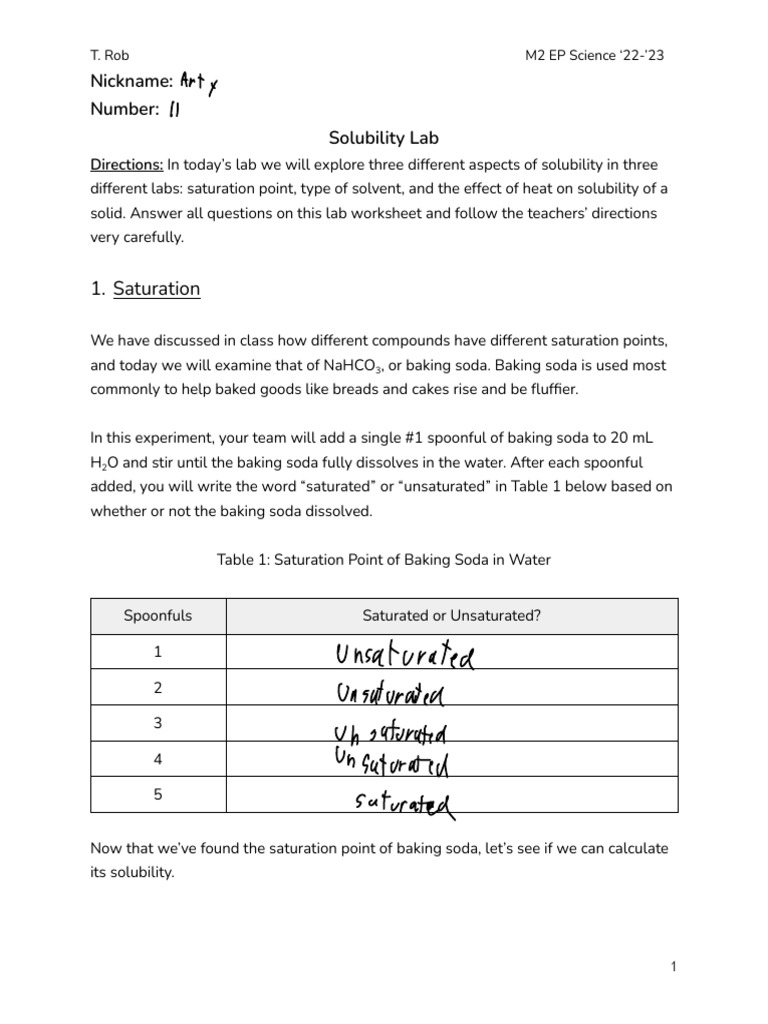 2.2 Solubility Lab PDF Solubility Physical Sciences